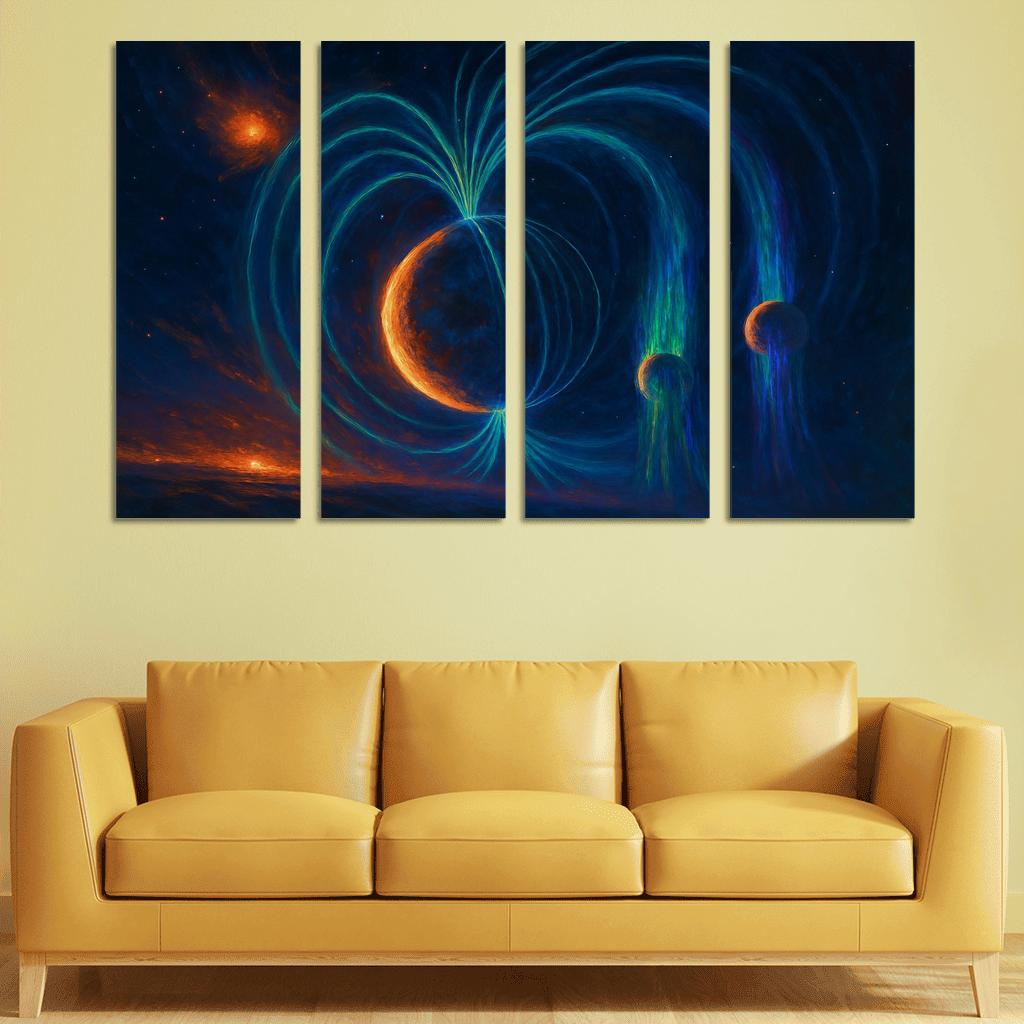 Auroral Tethers Of A Magnetic Exoplanet multi-panel paintings