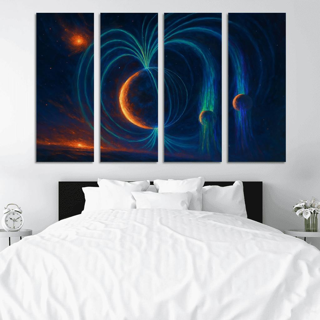 Auroral Tethers Of A Magnetic Exoplanet multi-panel paintings
