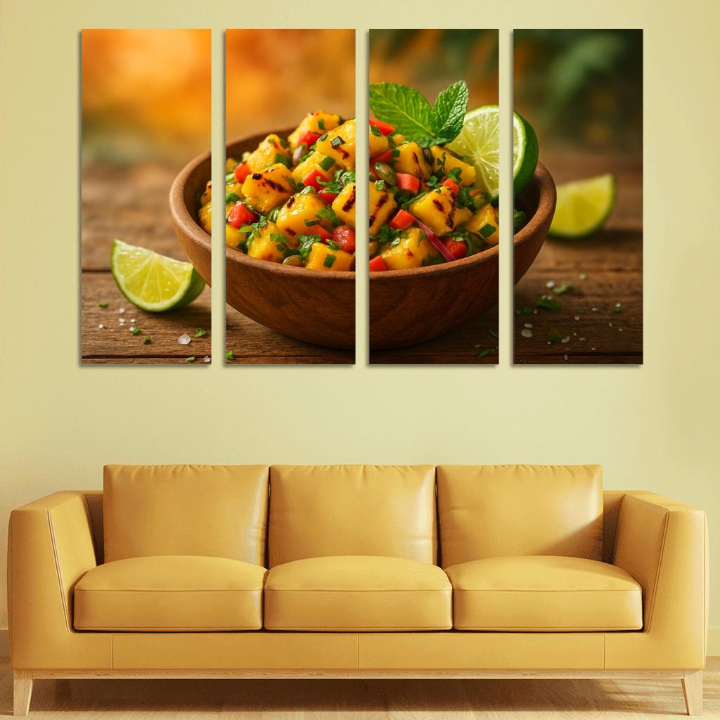 Smoky Pineapple Mango Salsa Bowl framed paintings