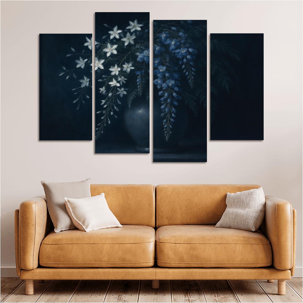 Moonlit Botanical Cascade modern paintings frame