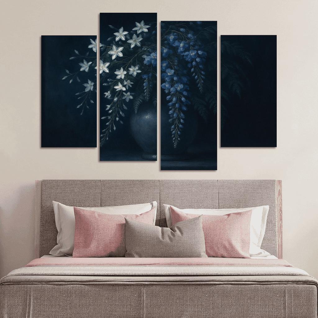 Moonlit Botanical Cascade modern paintings frame