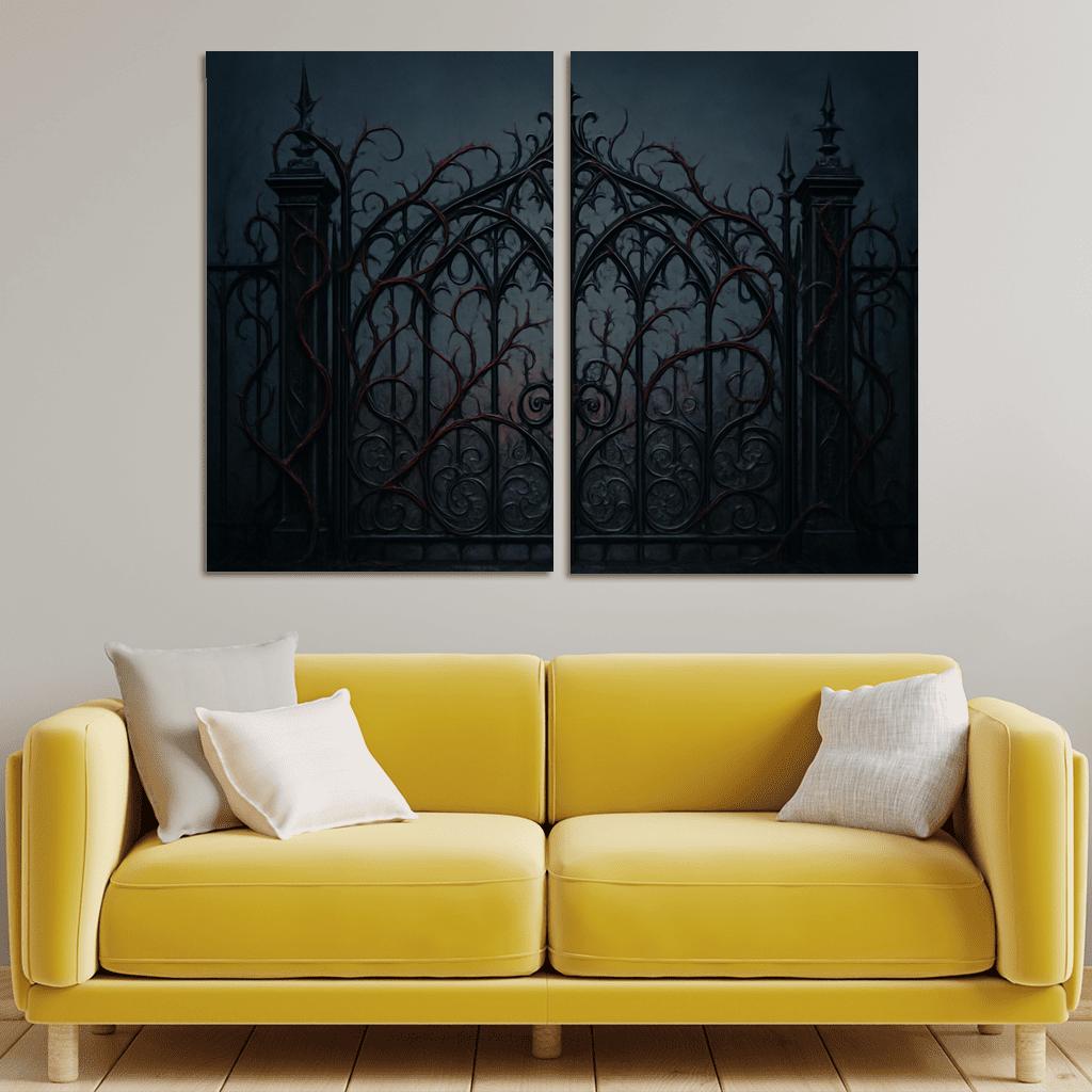 Enchanted Ironwork Gates Of Twilight framed paintings