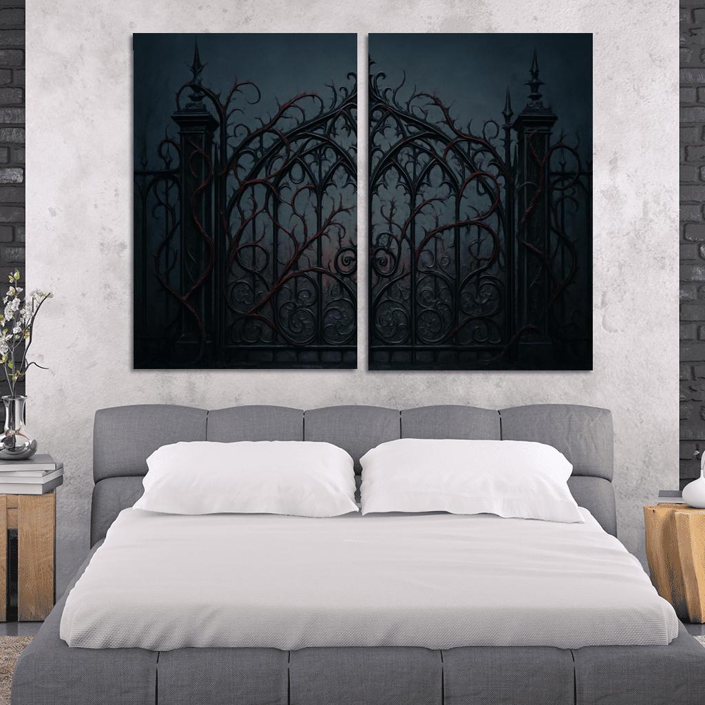 Enchanted Ironwork Gates Of Twilight framed paintings