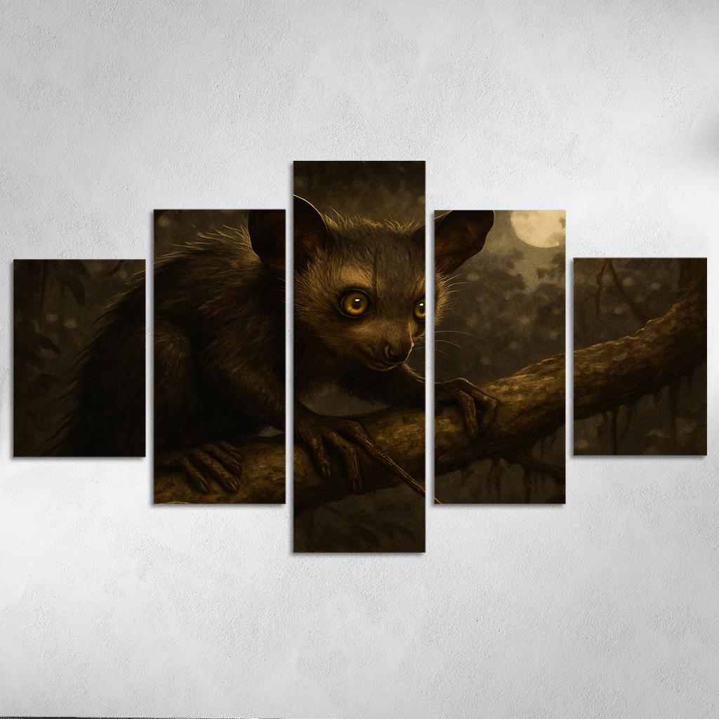 Aye Aye Forager In Moonlit Canopy premium artwork frames