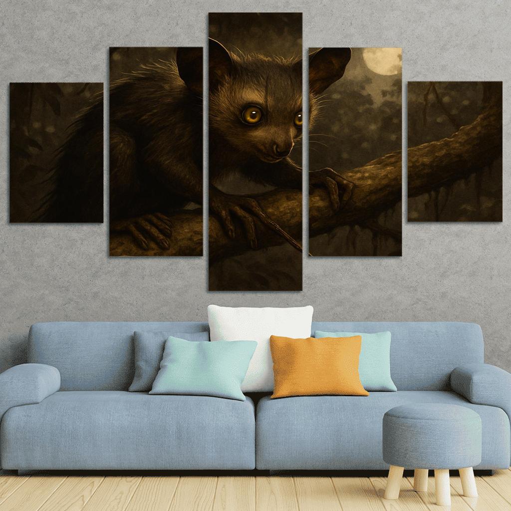Aye Aye Forager In Moonlit Canopy premium artwork frames