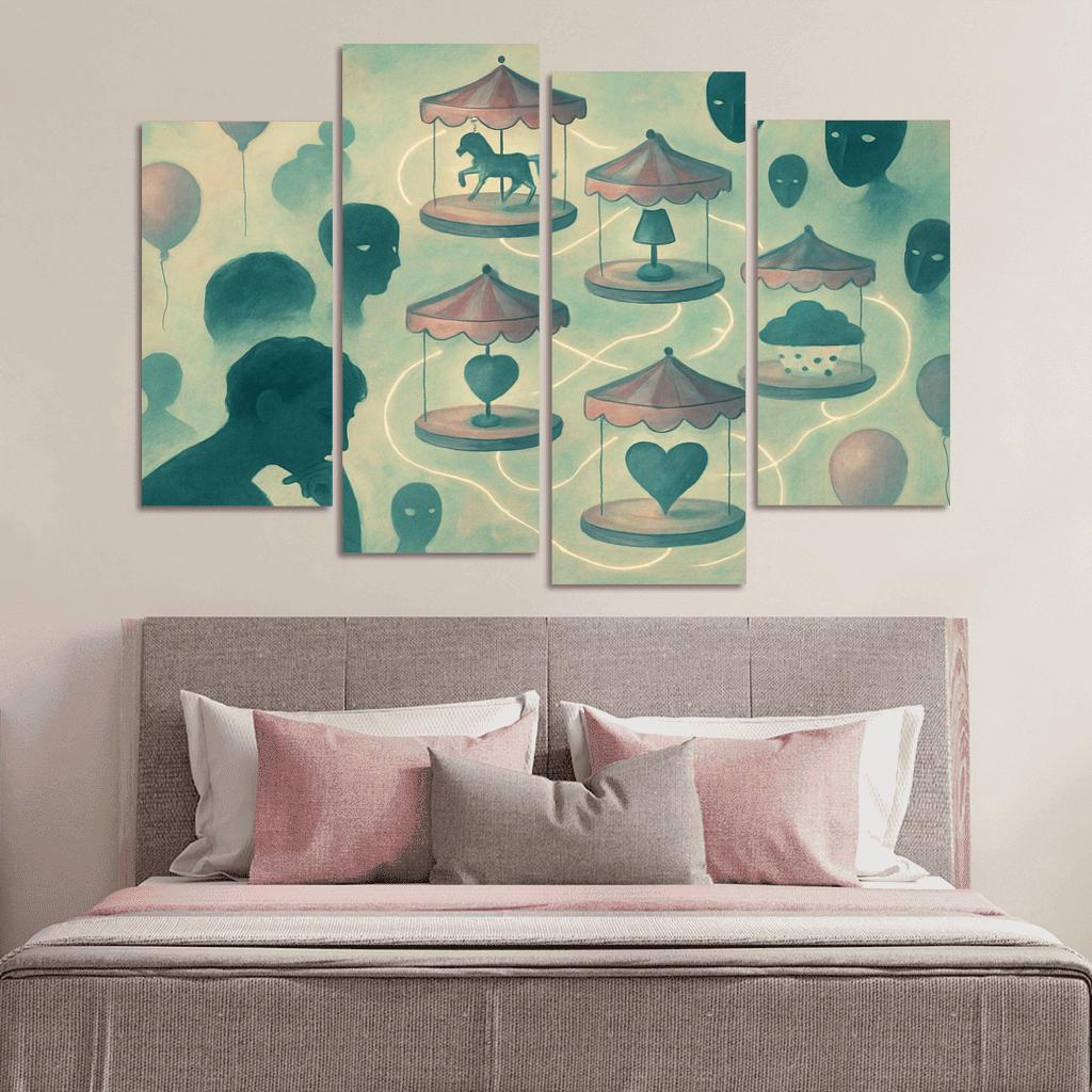 Silent Carnival Of Thought multi-panel paintings