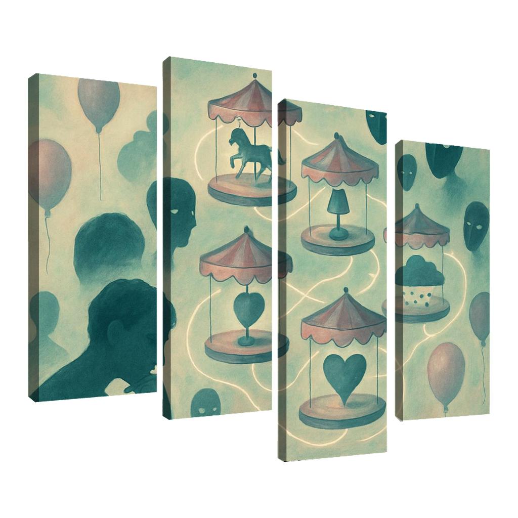 Silent Carnival Of Thought multi-panel paintings