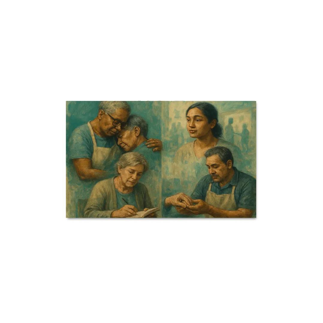 Interwoven Lives Portraits Of Care Work one-piece frames