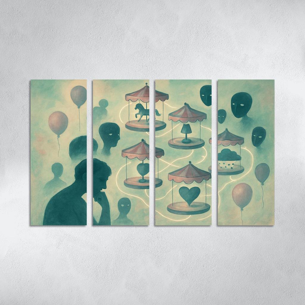 Silent Carnival Of Thought multi-panel paintings