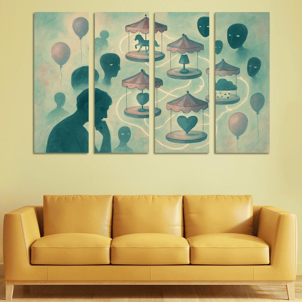 Silent Carnival Of Thought multi-panel paintings
