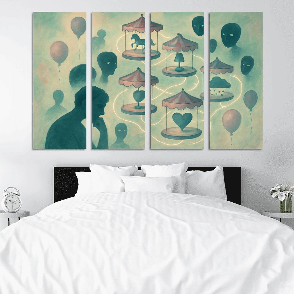 Silent Carnival Of Thought multi-panel paintings