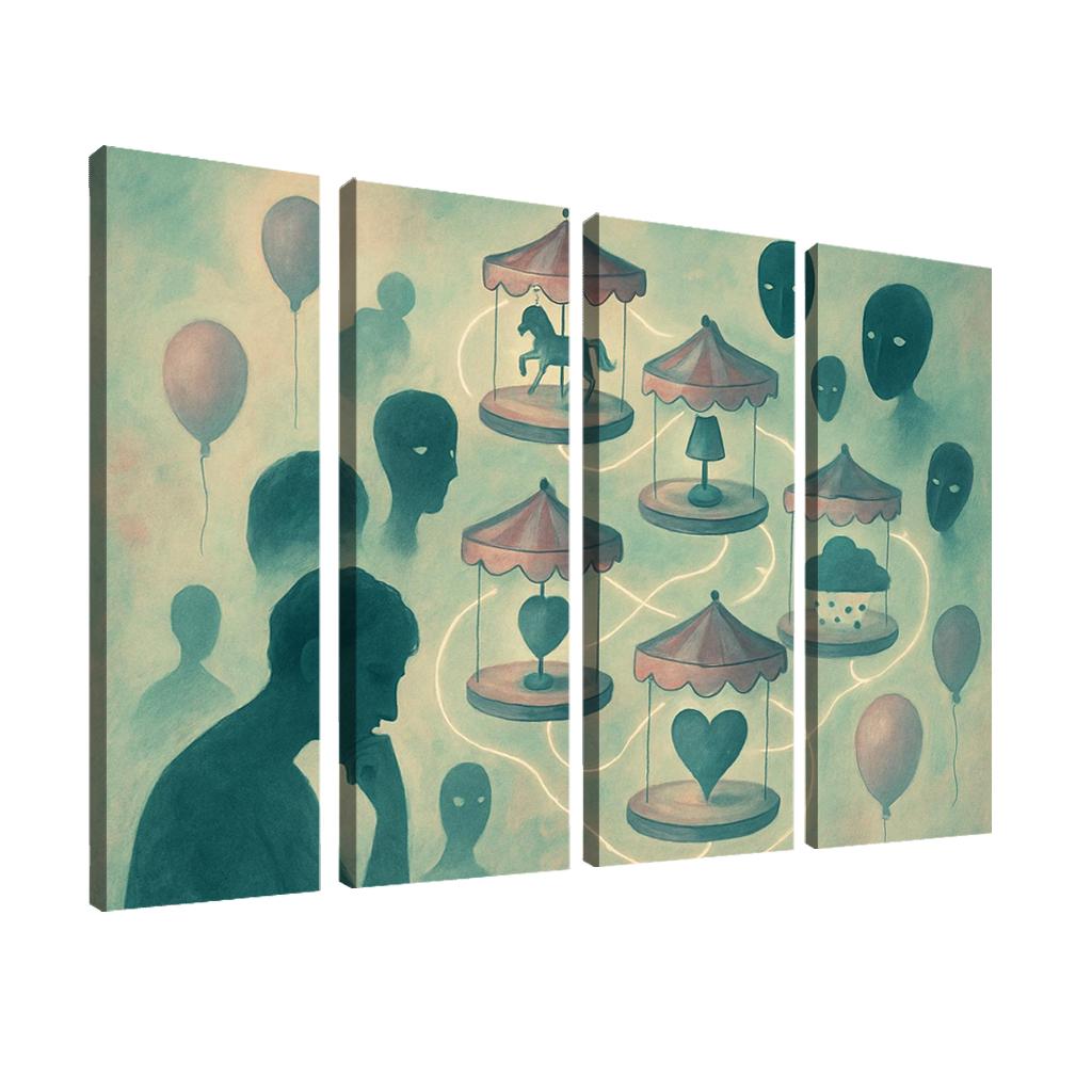 Silent Carnival Of Thought multi-panel paintings
