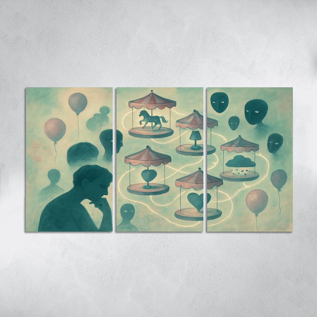 Silent Carnival Of Thought multi-panel paintings