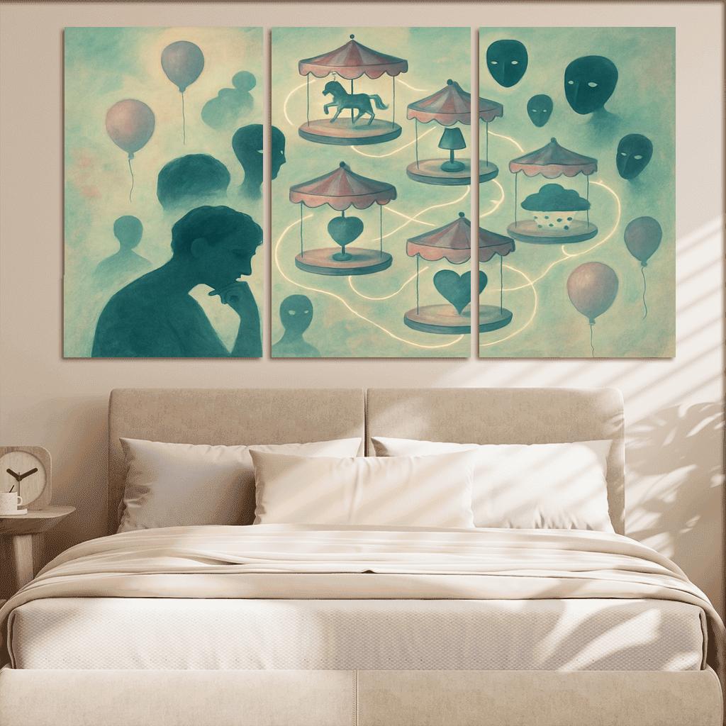 Silent Carnival Of Thought multi-panel paintings