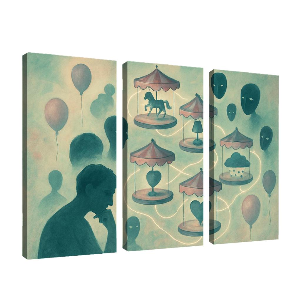 Silent Carnival Of Thought multi-panel paintings