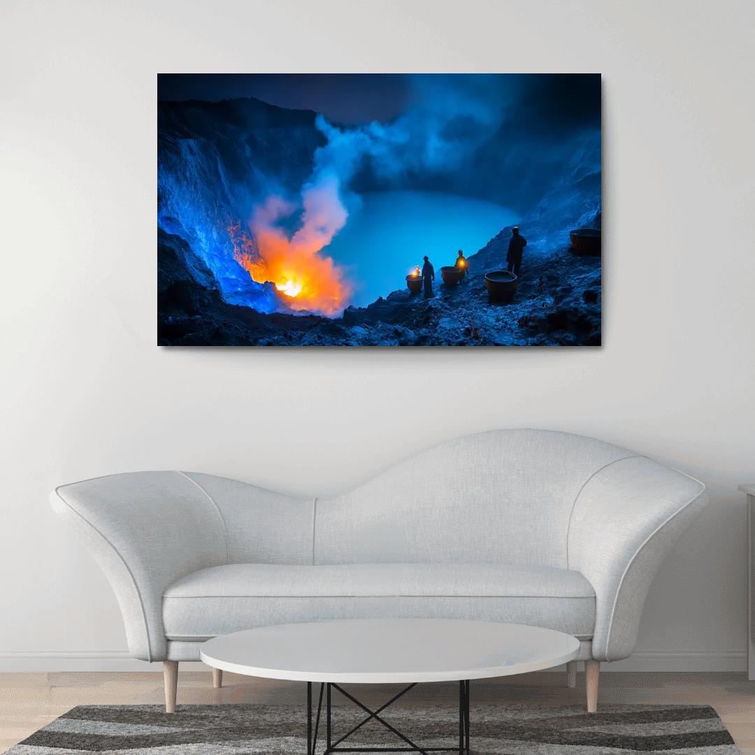 Kawah Ijen Blue Fire Crater custom paintings frame