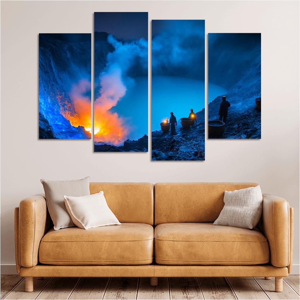 Kawah Ijen Blue Fire Crater custom paintings frame