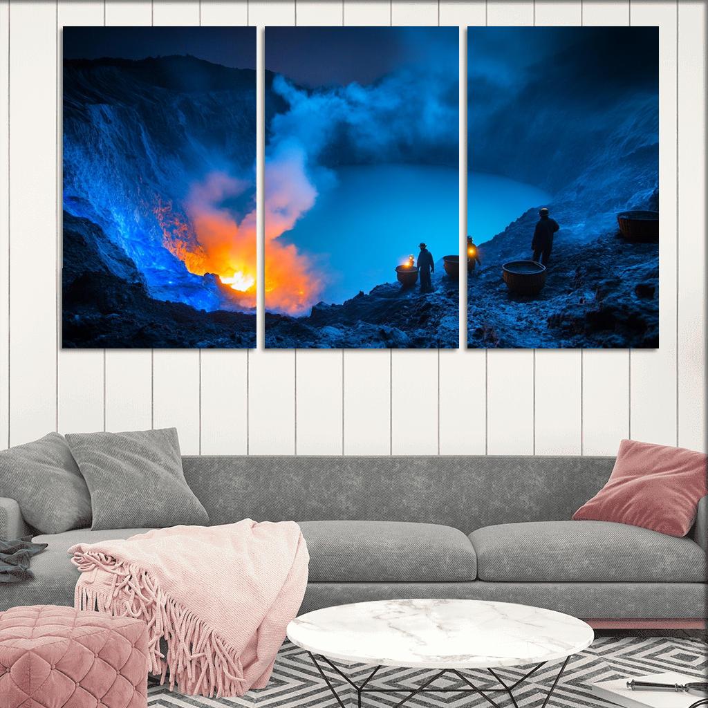 Kawah Ijen Blue Fire Crater custom paintings frame