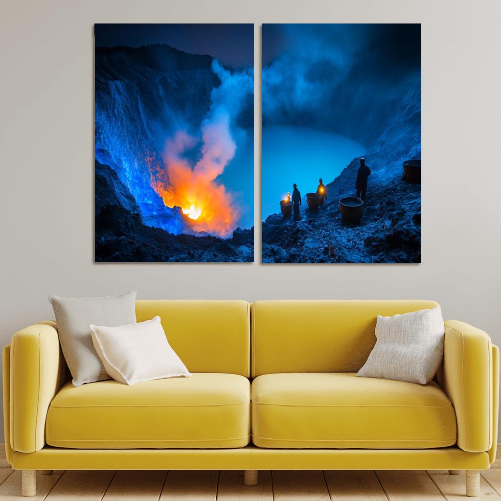 Kawah Ijen Blue Fire Crater custom paintings frame