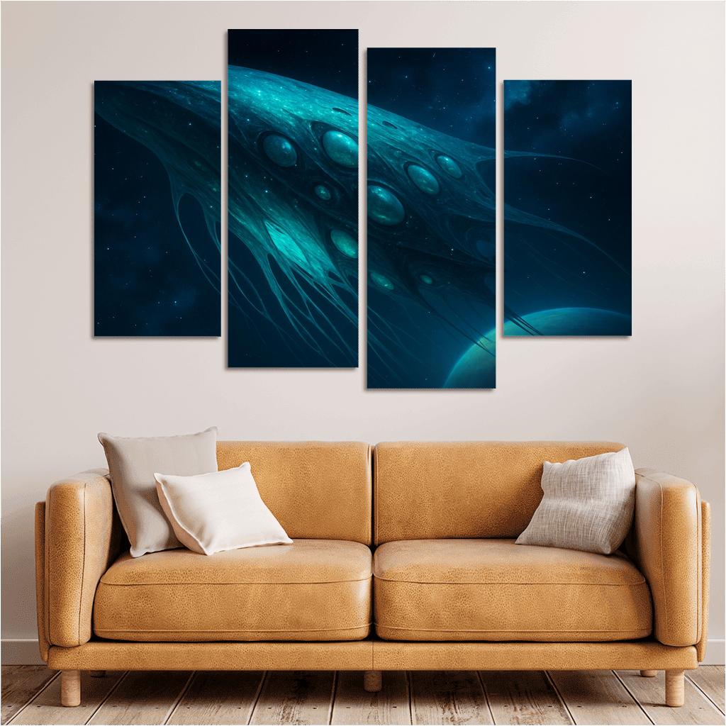 Biolumina Arkship multi-panel paintings