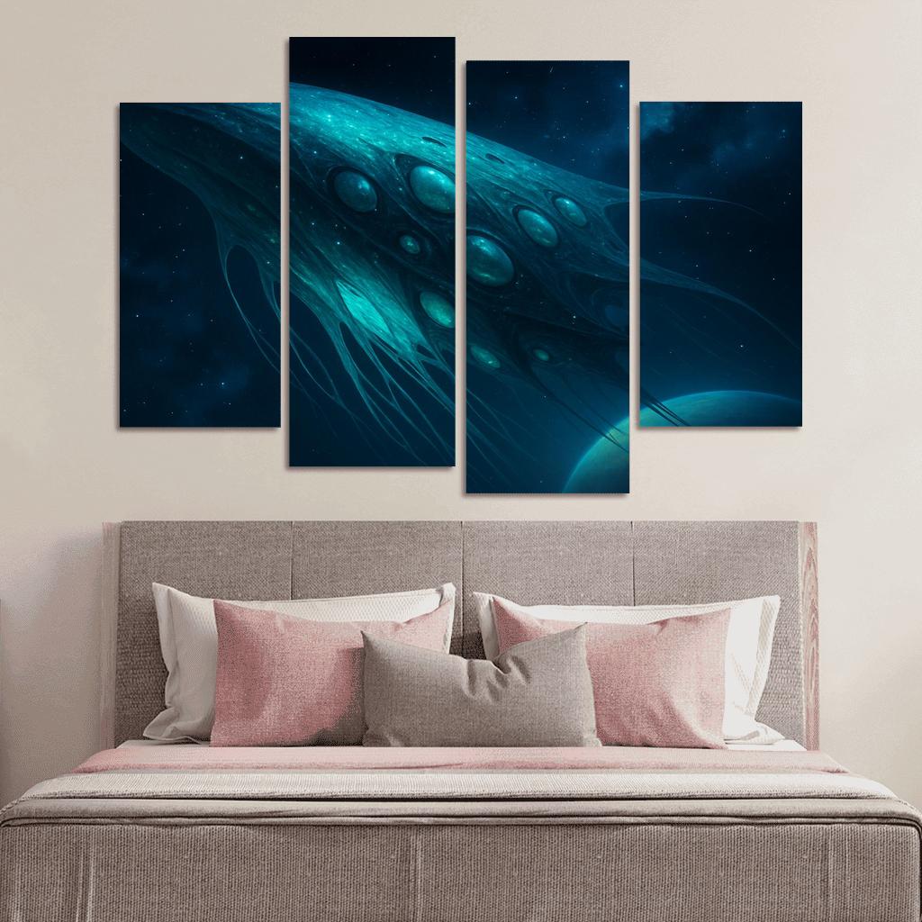 Biolumina Arkship multi-panel paintings
