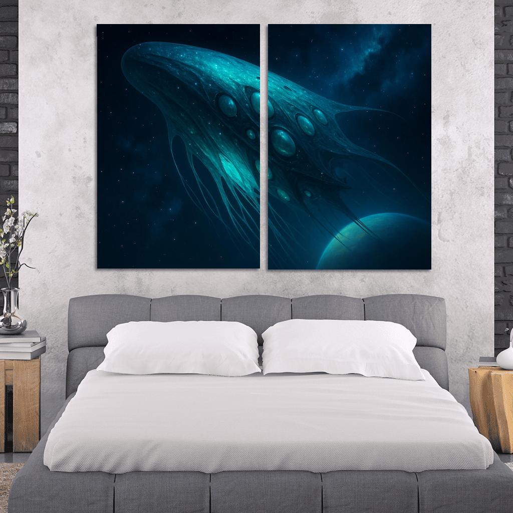 Biolumina Arkship multi-panel paintings