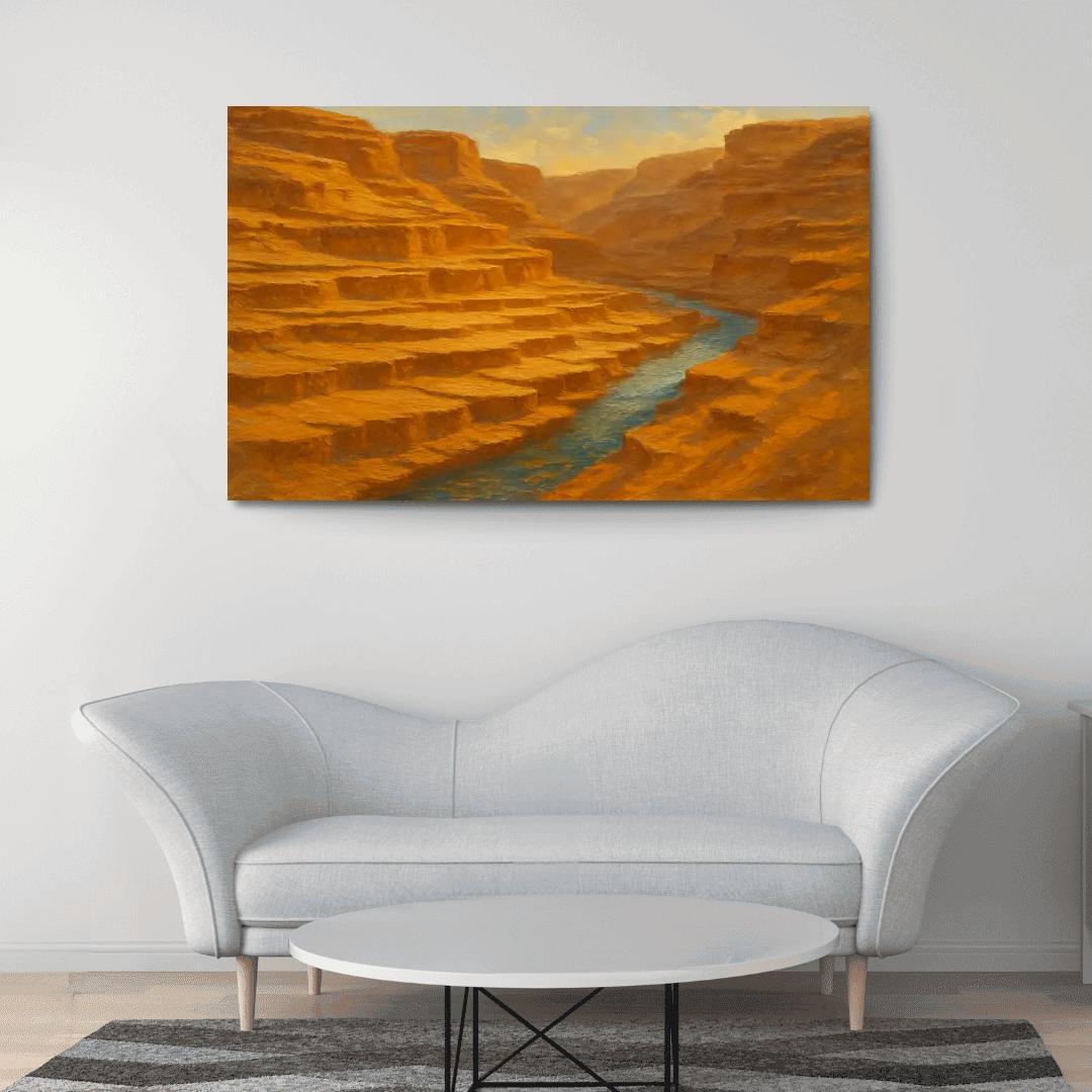 Sunlit Ochre Canyon Terrace framed paintings