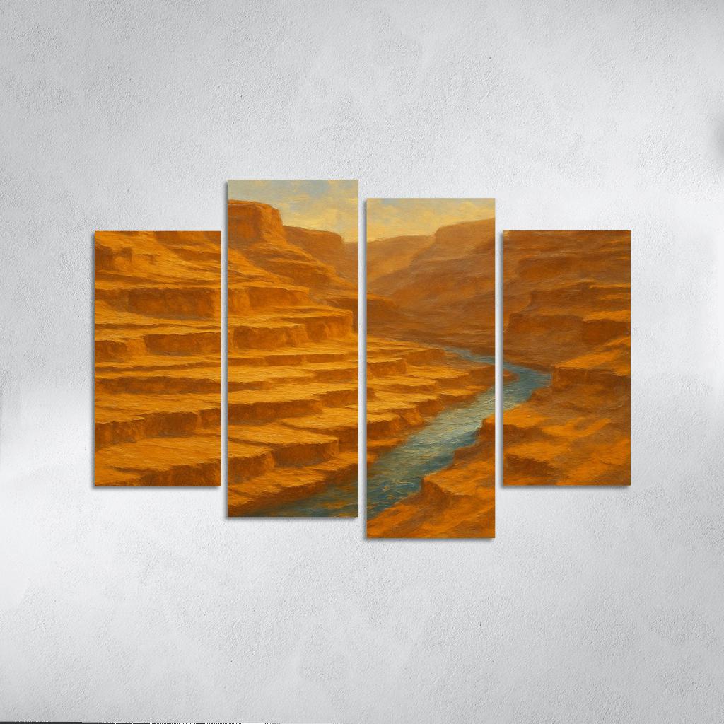 Sunlit Ochre Canyon Terrace framed paintings