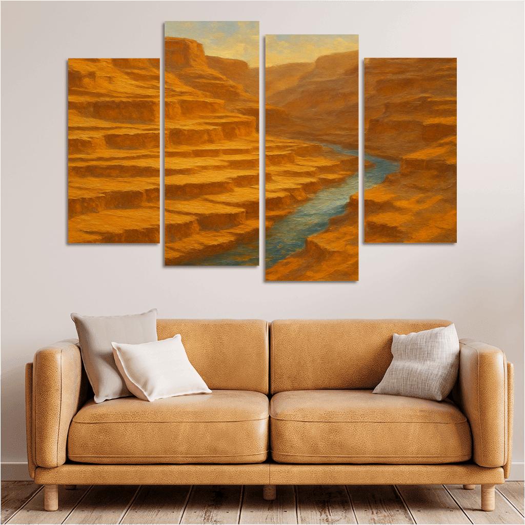 Sunlit Ochre Canyon Terrace framed paintings
