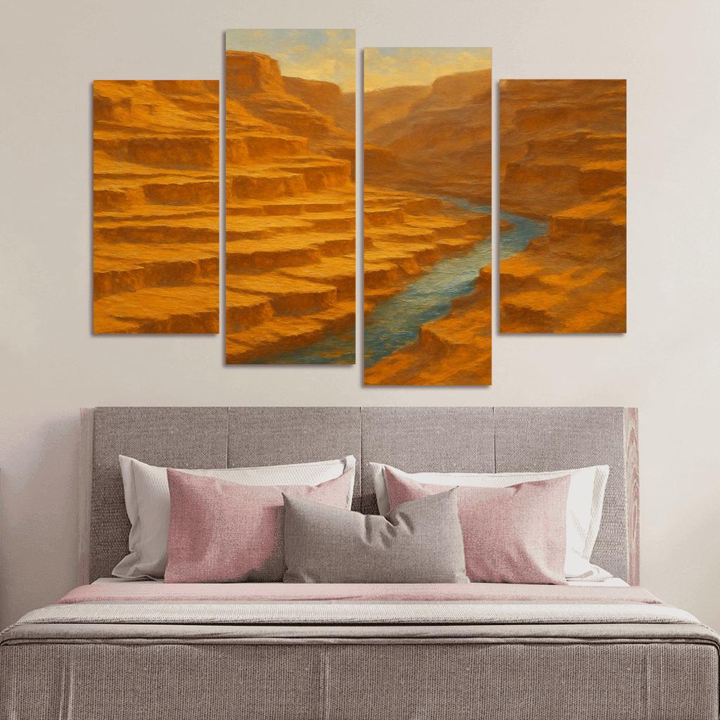 Sunlit Ochre Canyon Terrace framed paintings