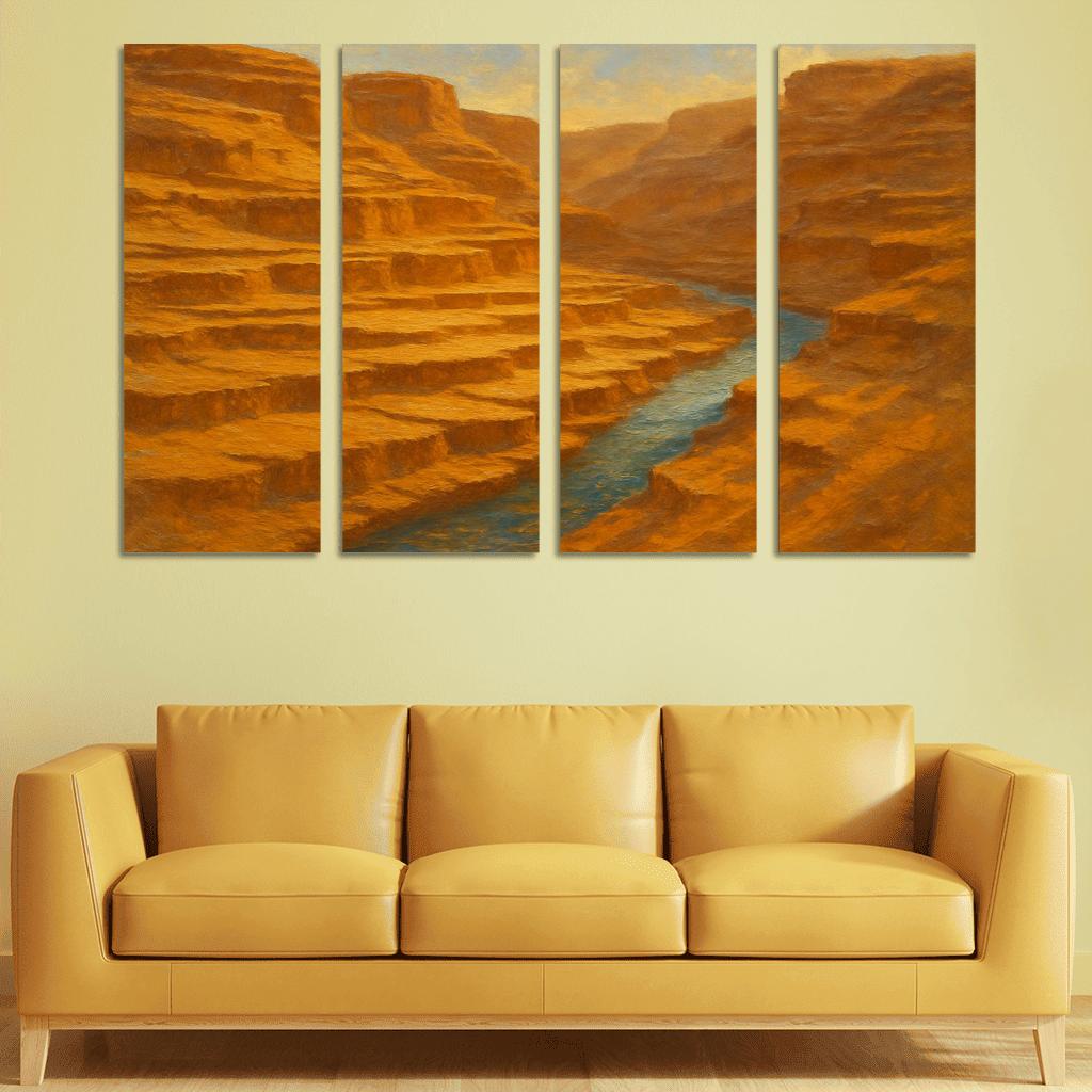 Sunlit Ochre Canyon Terrace framed paintings