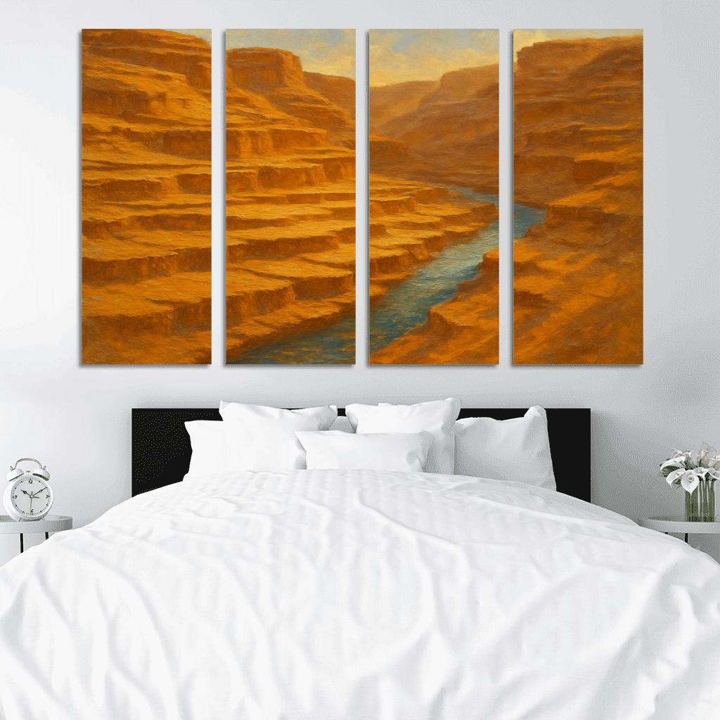 Sunlit Ochre Canyon Terrace framed paintings