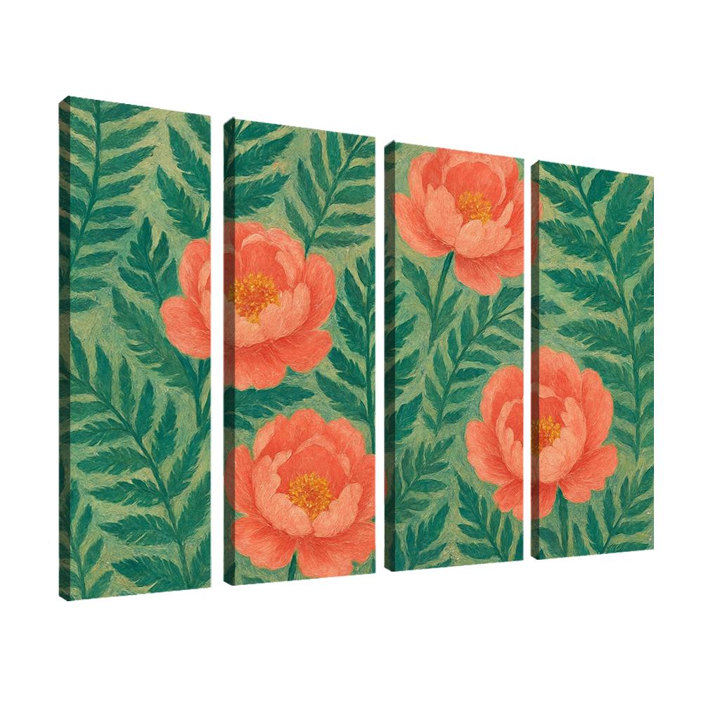 Verdant Fern And Peony Tapestry custom paintings frame
