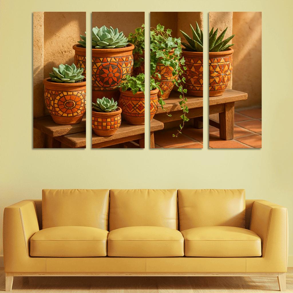 Handcrafted Terracotta Mosaic Planters one-piece frames