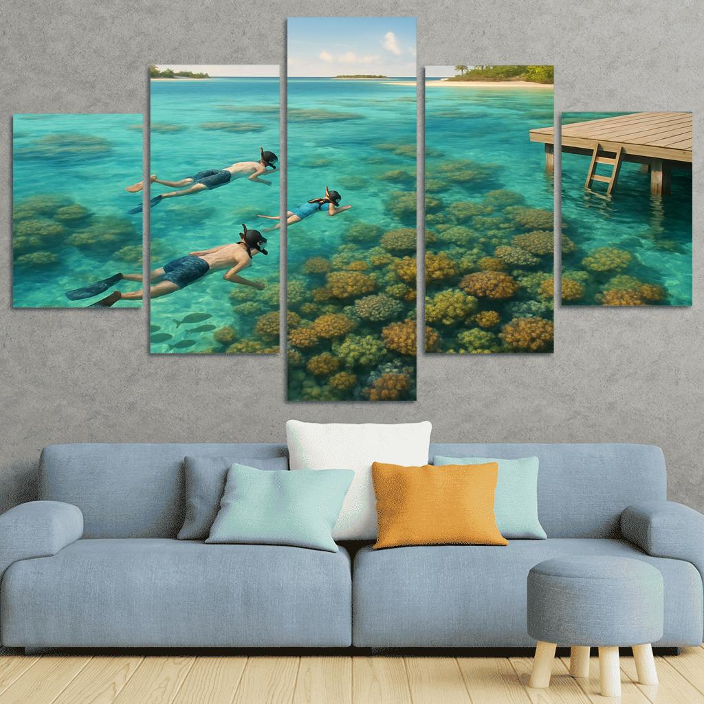 Sapphire Reef Atoll framed paintings