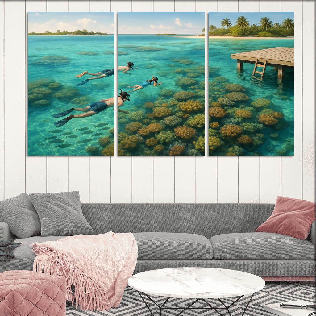 Sapphire Reef Atoll framed paintings