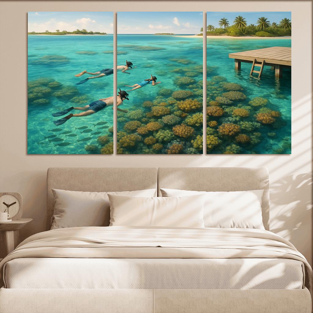 Sapphire Reef Atoll framed paintings