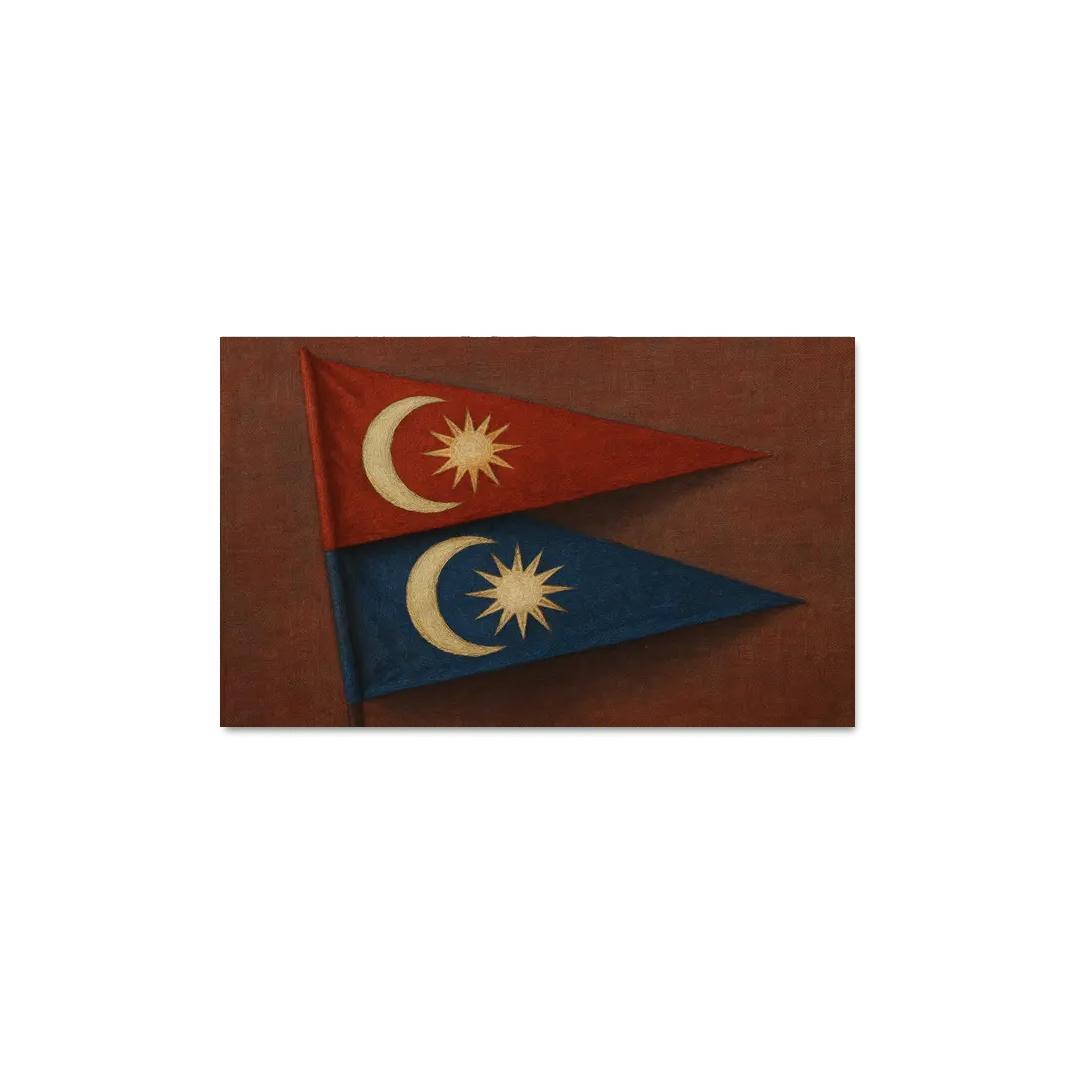 Double Pennant Geometry The Flag Of Nepal Reimagined premium artwork frames