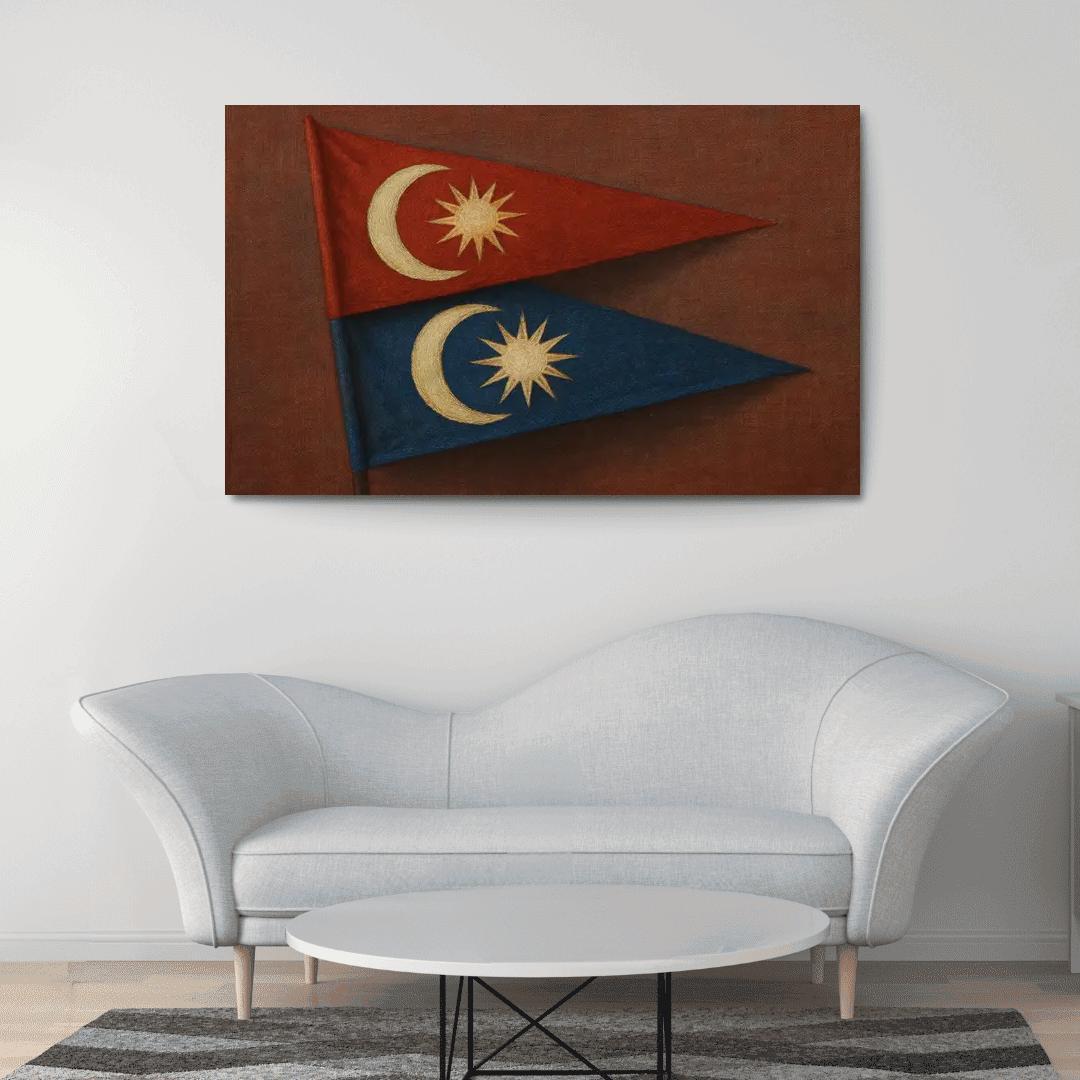 Double Pennant Geometry The Flag Of Nepal Reimagined premium artwork frames