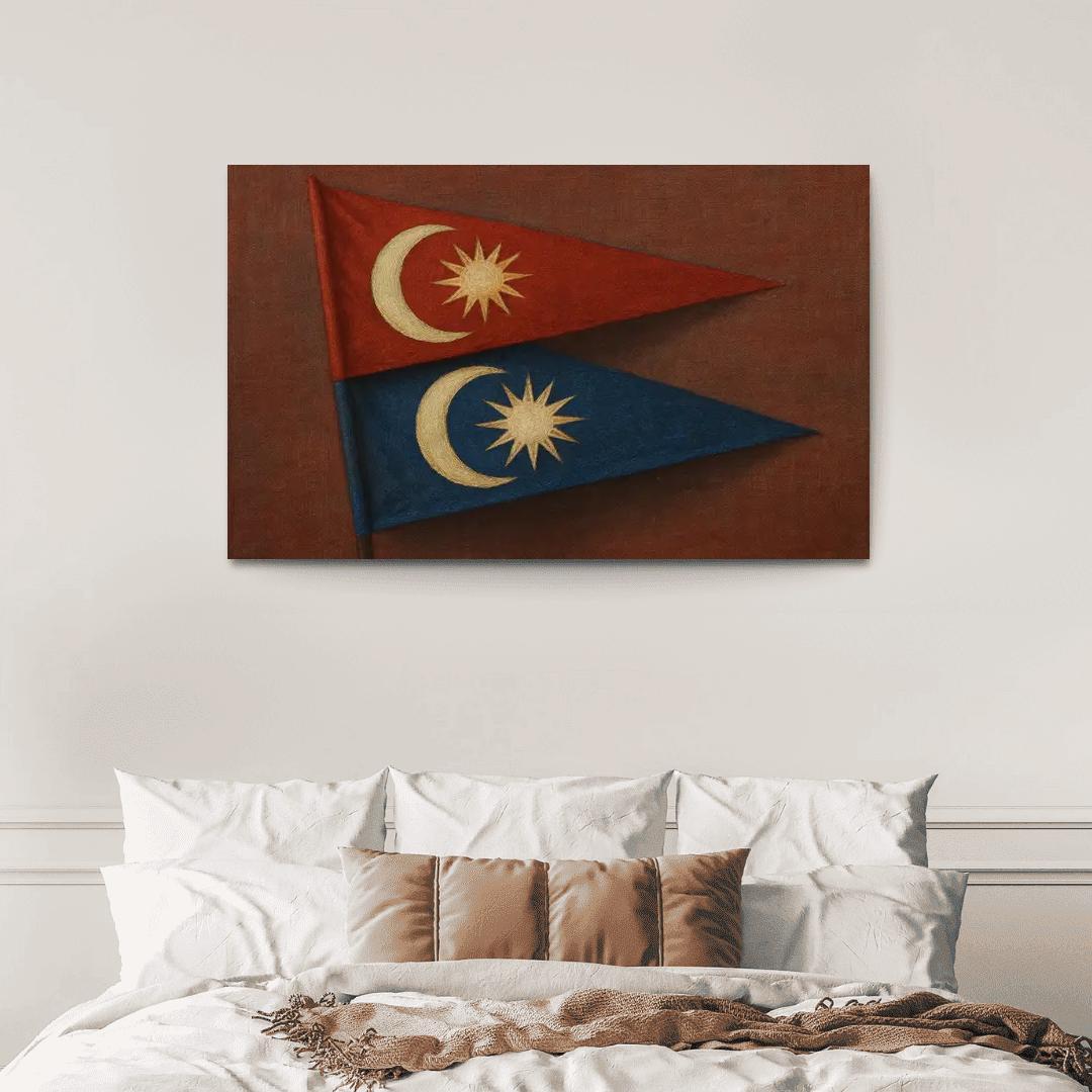 Double Pennant Geometry The Flag Of Nepal Reimagined premium artwork frames