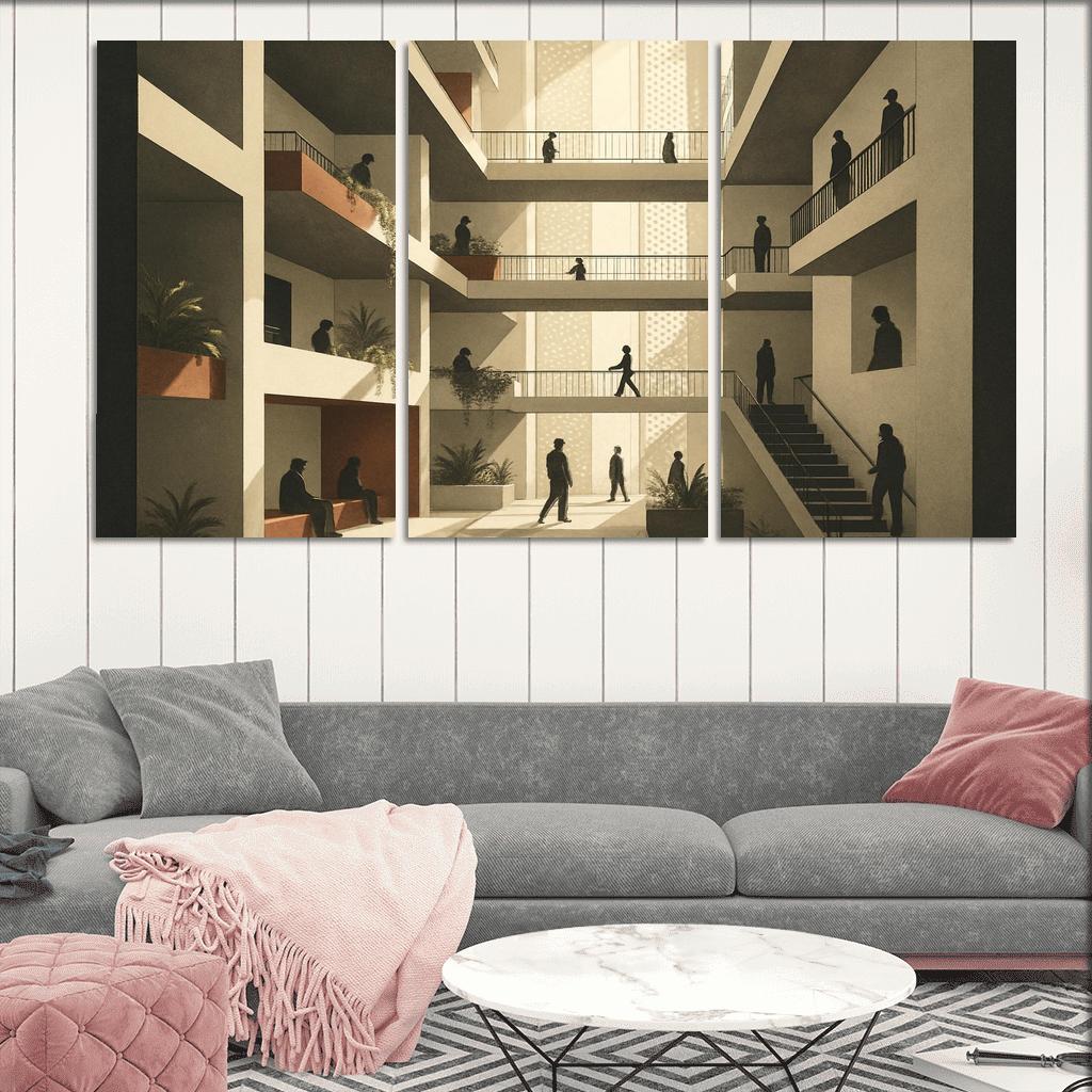 Terraced Lightfall Atrium canvas paintings frame