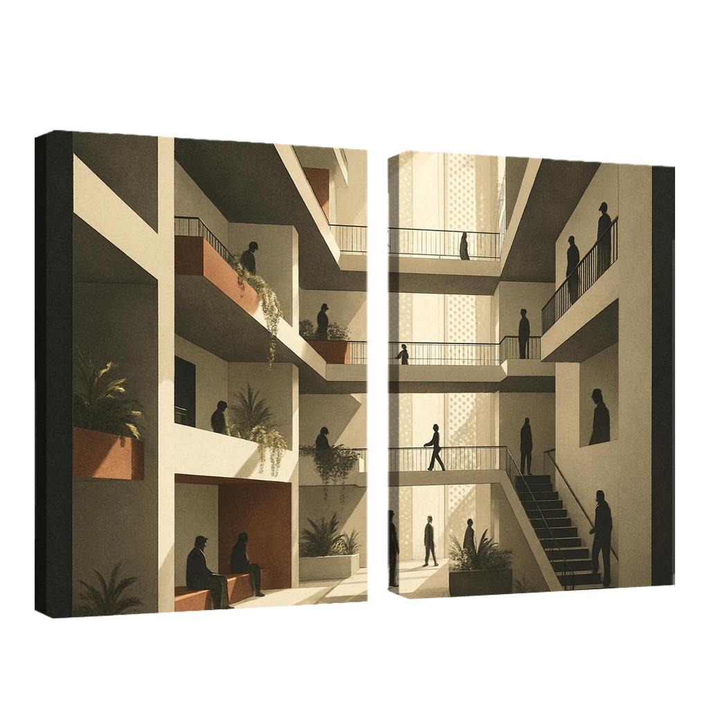 Terraced Lightfall Atrium canvas paintings frame