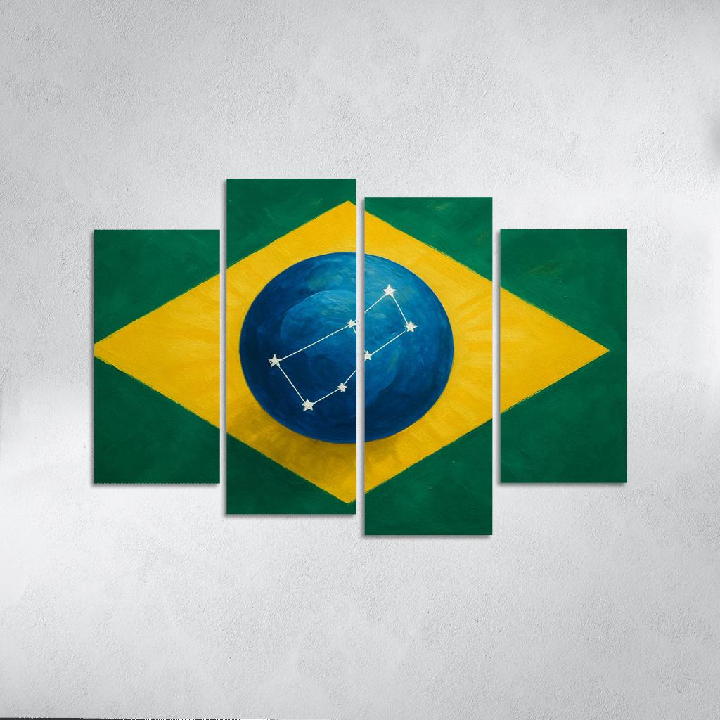 Emerald Globe And Stars A New Take On A Green Field Banner framed paintings