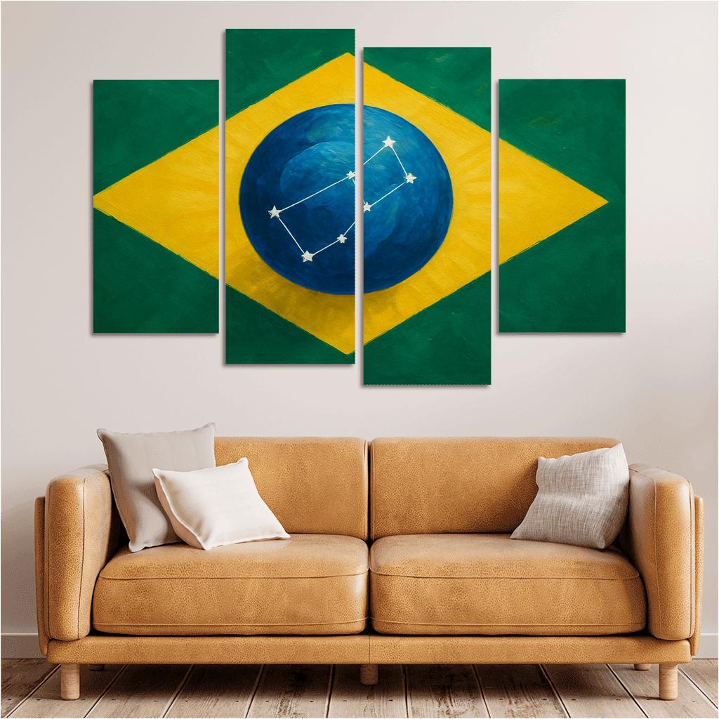 Emerald Globe And Stars A New Take On A Green Field Banner framed paintings