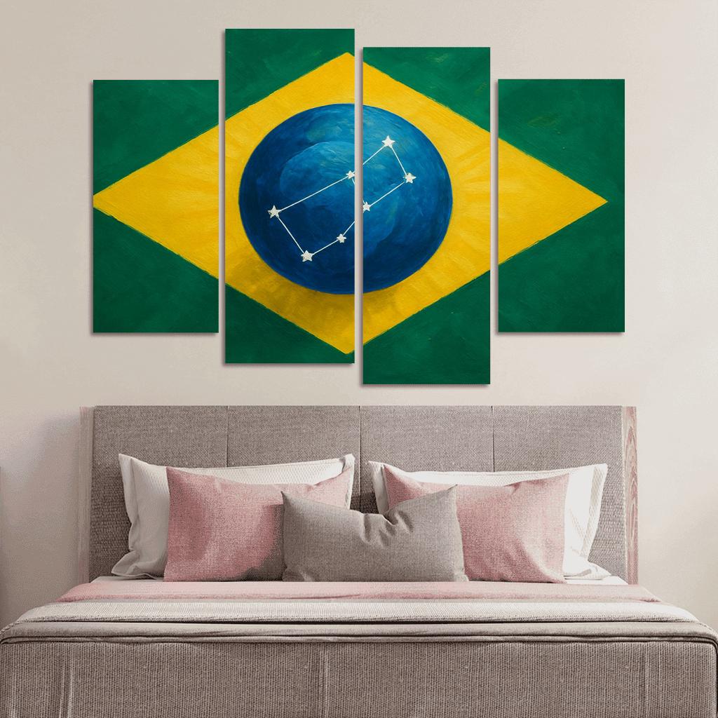 Emerald Globe And Stars A New Take On A Green Field Banner framed paintings