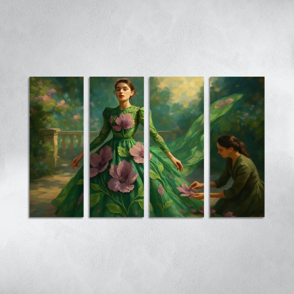 Botanical Couture canvas paintings frame