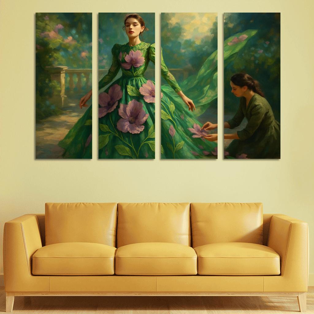 Botanical Couture canvas paintings frame