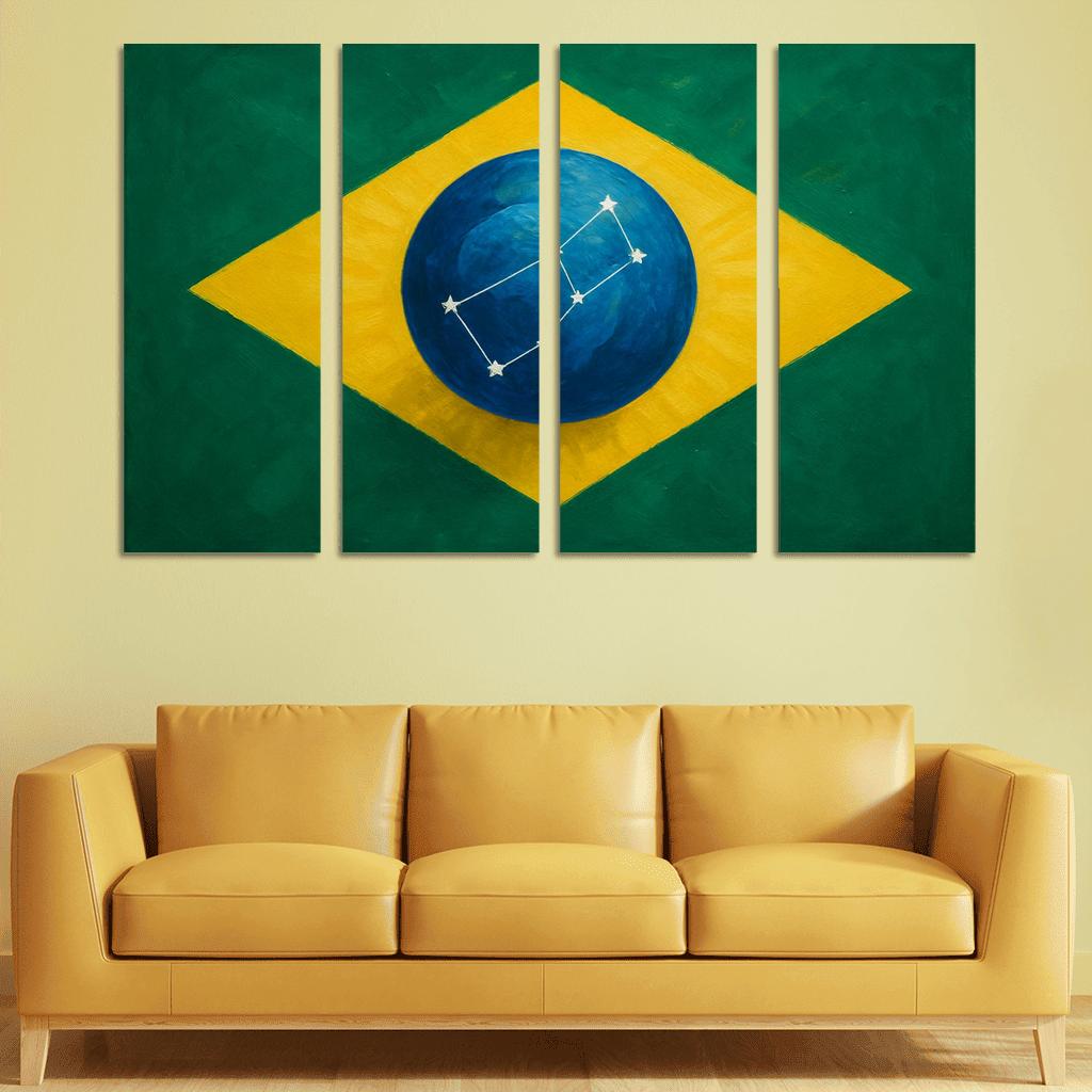 Emerald Globe And Stars A New Take On A Green Field Banner framed paintings