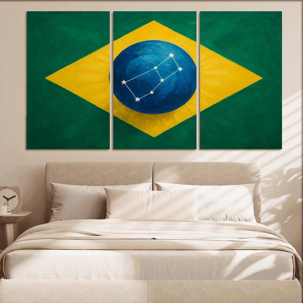 Emerald Globe And Stars A New Take On A Green Field Banner framed paintings