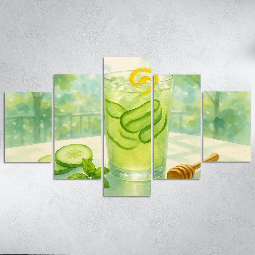 Cucumber Green Tea Cooler With Ginger Honey abstract paintings frame